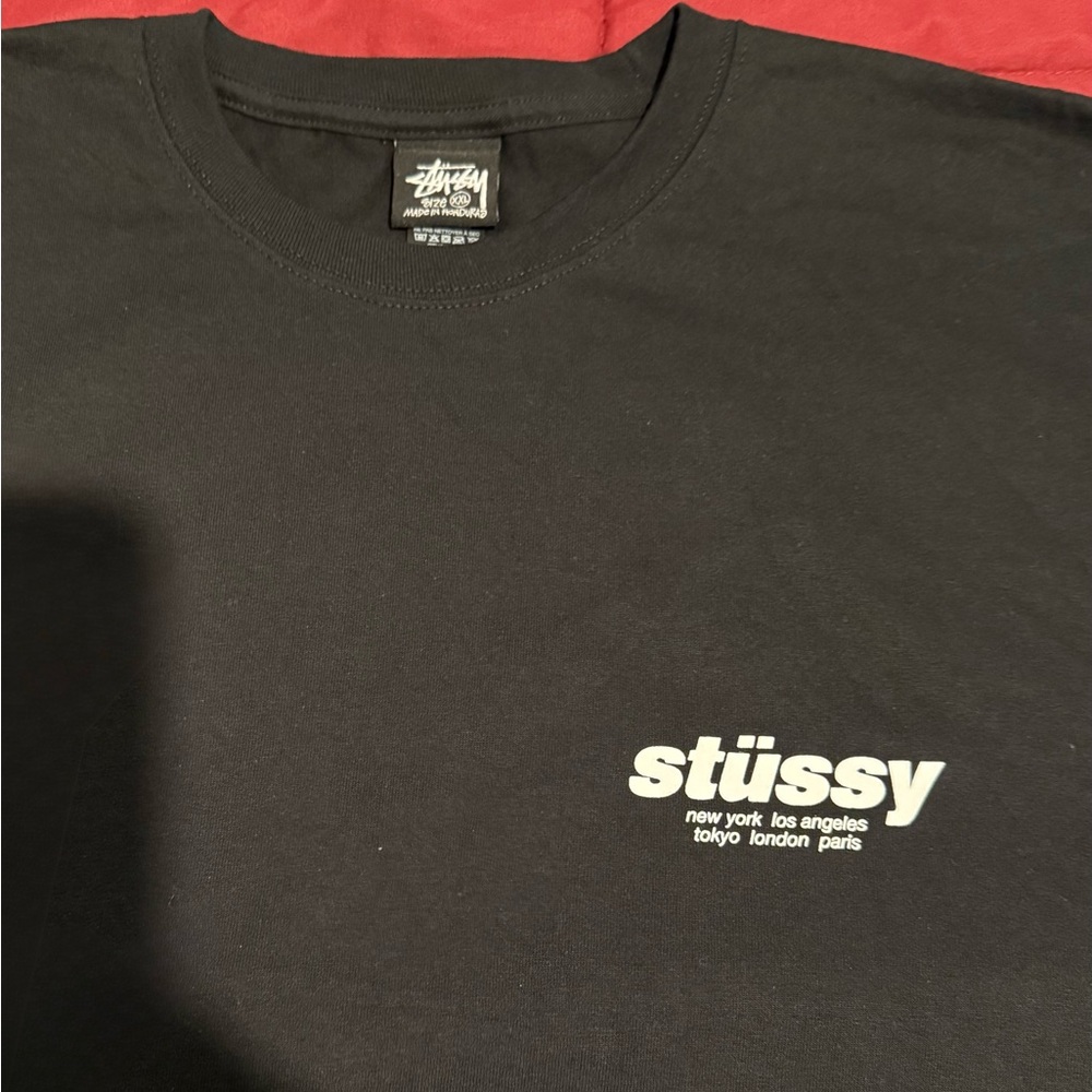 Stussy Black Tee with White Logo
